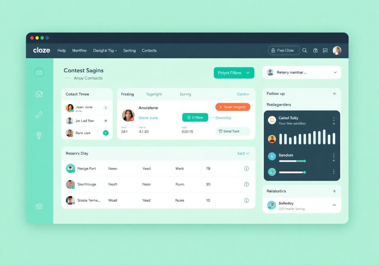 Cloze personal relationship management dashboard interface
